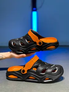 Men's Thick Sole Comfortable Lightweight Sandals, Outdoor Beach Slippers, All Season Versatile Eva Shoes, Wide Fit Casual Footwear, Textured Design Clogs