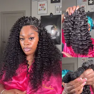 Burmese Curly Hair Bundles Quick Weave Extensions Human Hair Weave Bundles For Black Women Deep Wave Natural Stylish Look