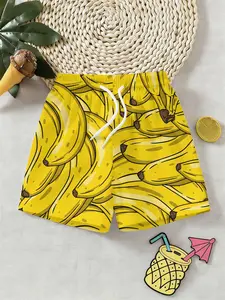 3D Banana Beach Shorts, Quick-Dry Tropical Fruit Pattern, Fitted Knee-Length Pants, Perfect for Travel and Holiday Gifts