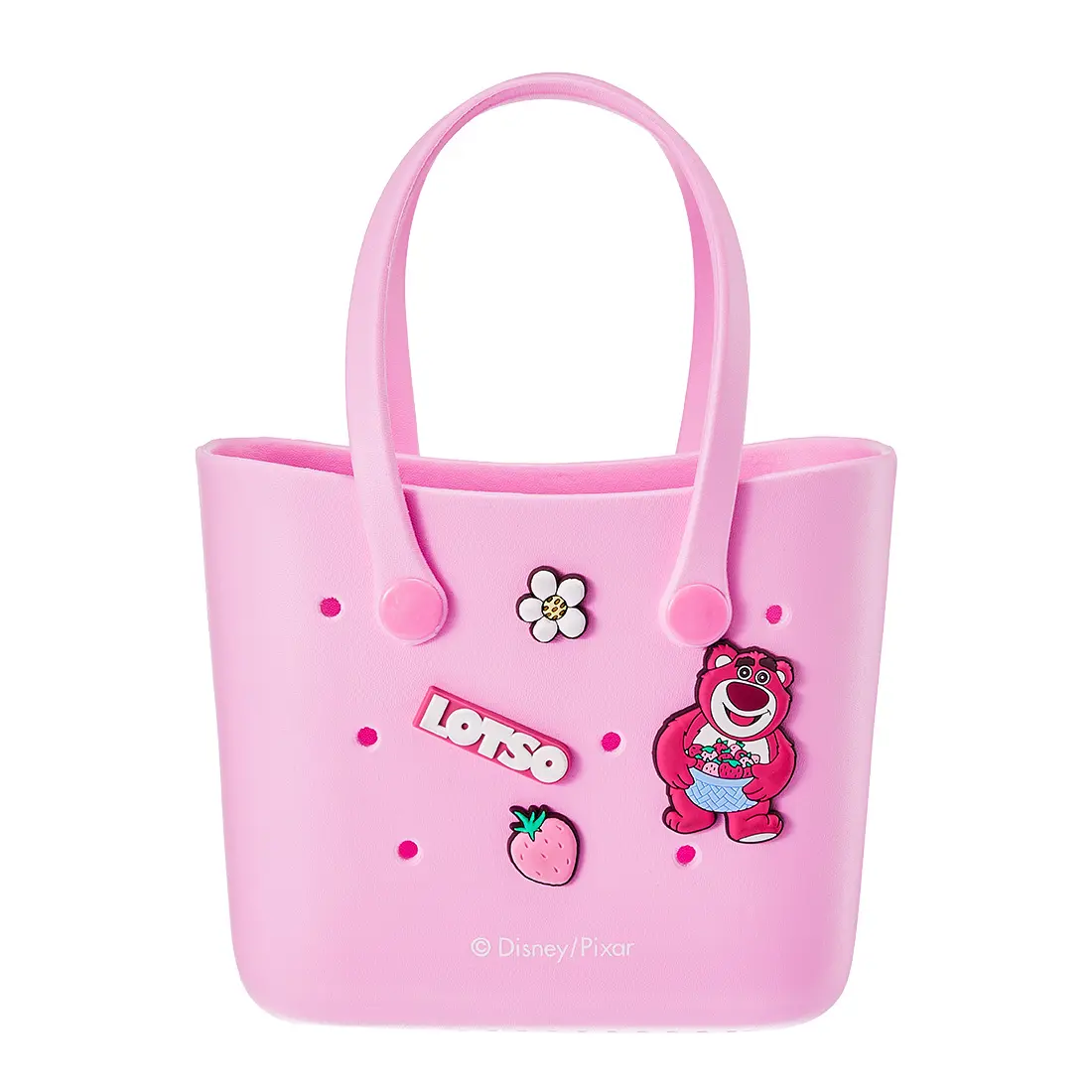 MINISO Disney Pixar Lotso Large Capacity Lunch Bag - Perforated Top with Breathable Holes, Reusable Waterproof Multi-Use Lunch Tote with Playful Look for Work, Picnic