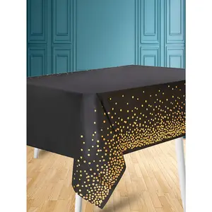 Kumozawa 1pc Disposable Waterproof PEVA Round Dot Party Tablecloth, For Birthday, Graduation, Restaurant, Wedding Anniversary Bridal Shower Picnic Tea Party Table Decoration