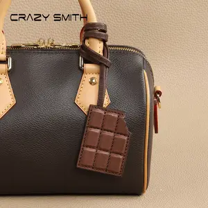 100% Genuine Leather Chocolate Leather Keychain DIY Kit | Hand-Stitched & Customizable Charm for Bag,Wallet Decor