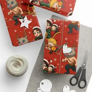 Demon Slayer Christmas Wrapping Paper, Kimetsu No Yaiba Holiday Gift Wrap, Cute Anime Xmas Sheets for Kids & Otaku Gifts