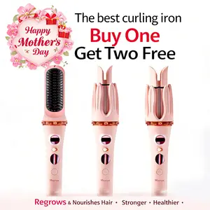 Mayeya Automatic Curling & Straightening Iron Pink Multifunctional Styler with Dual Swivel Anti-Iron Feature Heat Free Hair Waver for Natural Waves Travel Friendly Lazy Curling Tool 120-240V