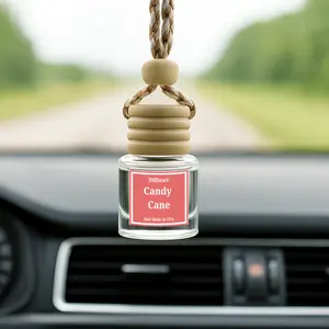 Candy Cane Glass Car Diffuser - Long Lasting Car Air Freshener-Sweet Peppermint Holiday Scent • Lasts Up to 60 Days