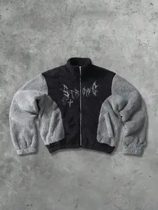 Men's Fleece Lined Casual Jacket Coats, Embroidered Logo Design, Embroidery, Fashionable Outerwear for Daily Wear, Comfortable Fit All Seasons