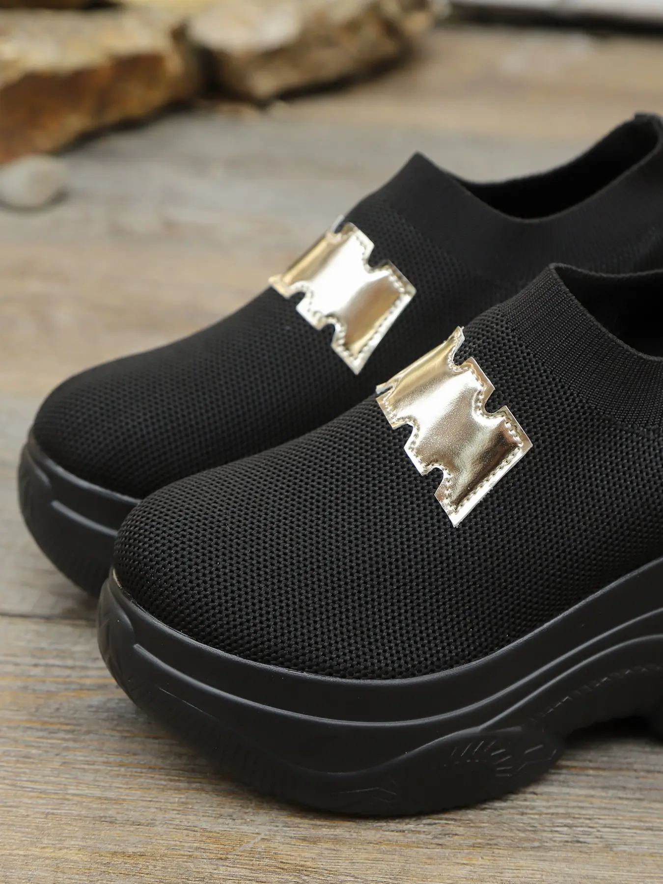 Women's Fashion Gold Sequin Color Block Wedge Platform Hidden Heel Casual Trendy Trainers Walking Shoes Sneakers, Hollow-Out Breathable Fabric Upper, Lightweight & Durable PU Sole, Slip-On Style, Must-Have for Petite Women