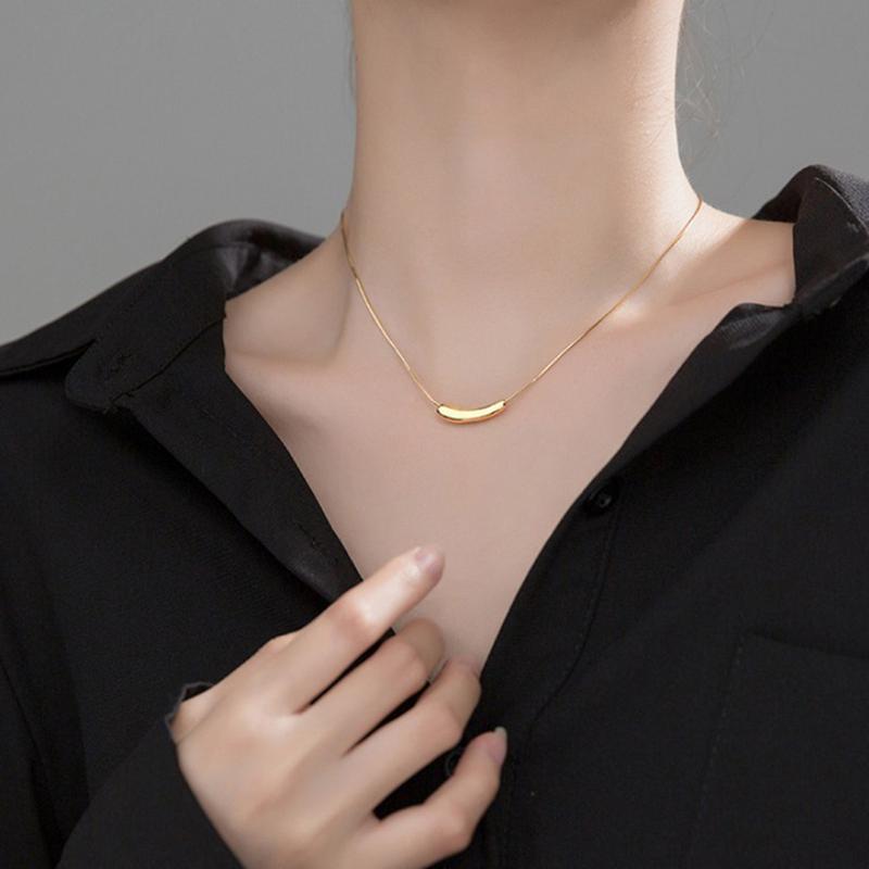 KISSFOO Stainless Steel Mini Eggplant Collarbone Necklace for Women Daily Accessories