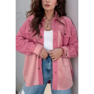 Pocketed Color Block Collared Neck Jacket