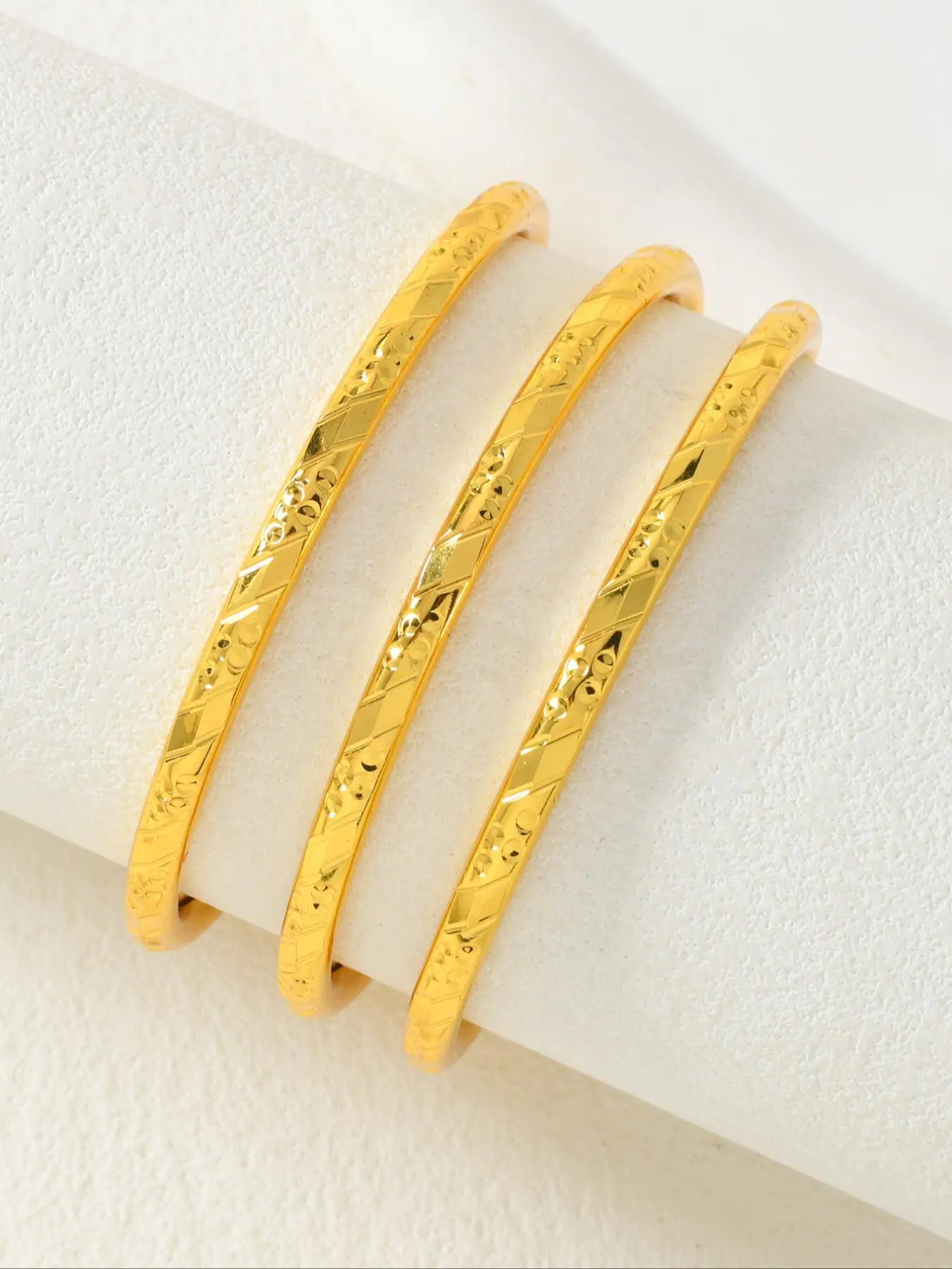 Vintage Luxury 24k Golden Plated Bracelets, Elegant Fashion Copper Bracelets for Daily & Wedding Occasions, All-season Collection from the Middle East