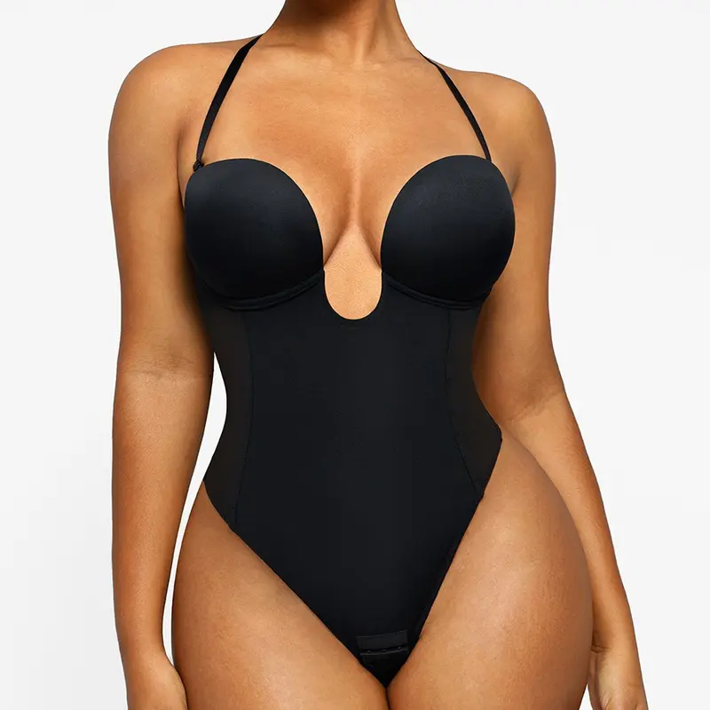 Shapellx AirSlim Deep Plunge Low-Back Thong Bodysuit Womenswear Basic Style Sleeveless