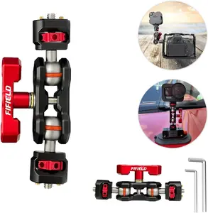 Camera Magic Arm, Flexible Articulating Arm with 1/4” Screws, Field Monitor Mount with Dual Ballhead, Aluminum Alloy Steel