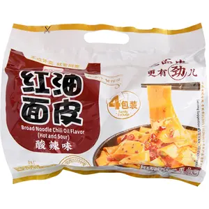 BAIJIA AKUAN Broad Noodle Chili Oil Flavor 4pk Hot and Sour