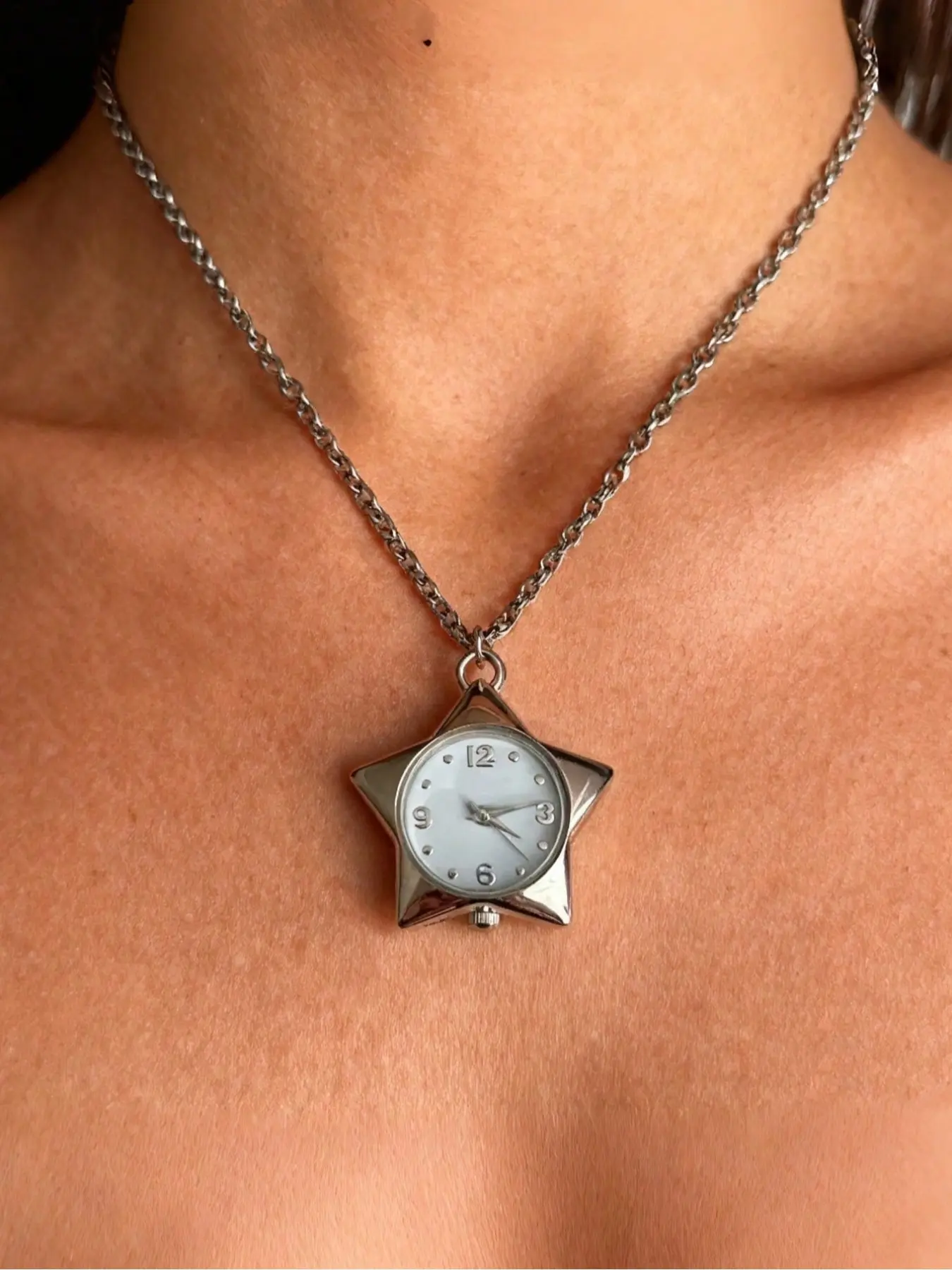 Fashion Vintage Star Clock Necklace, Accessory Necklace, Handmade Jewelry, Casual Trendy Jewelry, Punk Style with Star Pendant, Suitable for Women Daily Wear, Party Gift