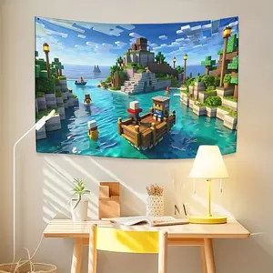Minecraft inspired tapestry. Perfect for all kinds of holidays, Perfect Tapestry Gifts, Living Room Bedroom Office Home Decor Wall Carpets/Room Decor/Party Decor Wall Hanging, Premium Printed Tapestry, Perfect Gifts