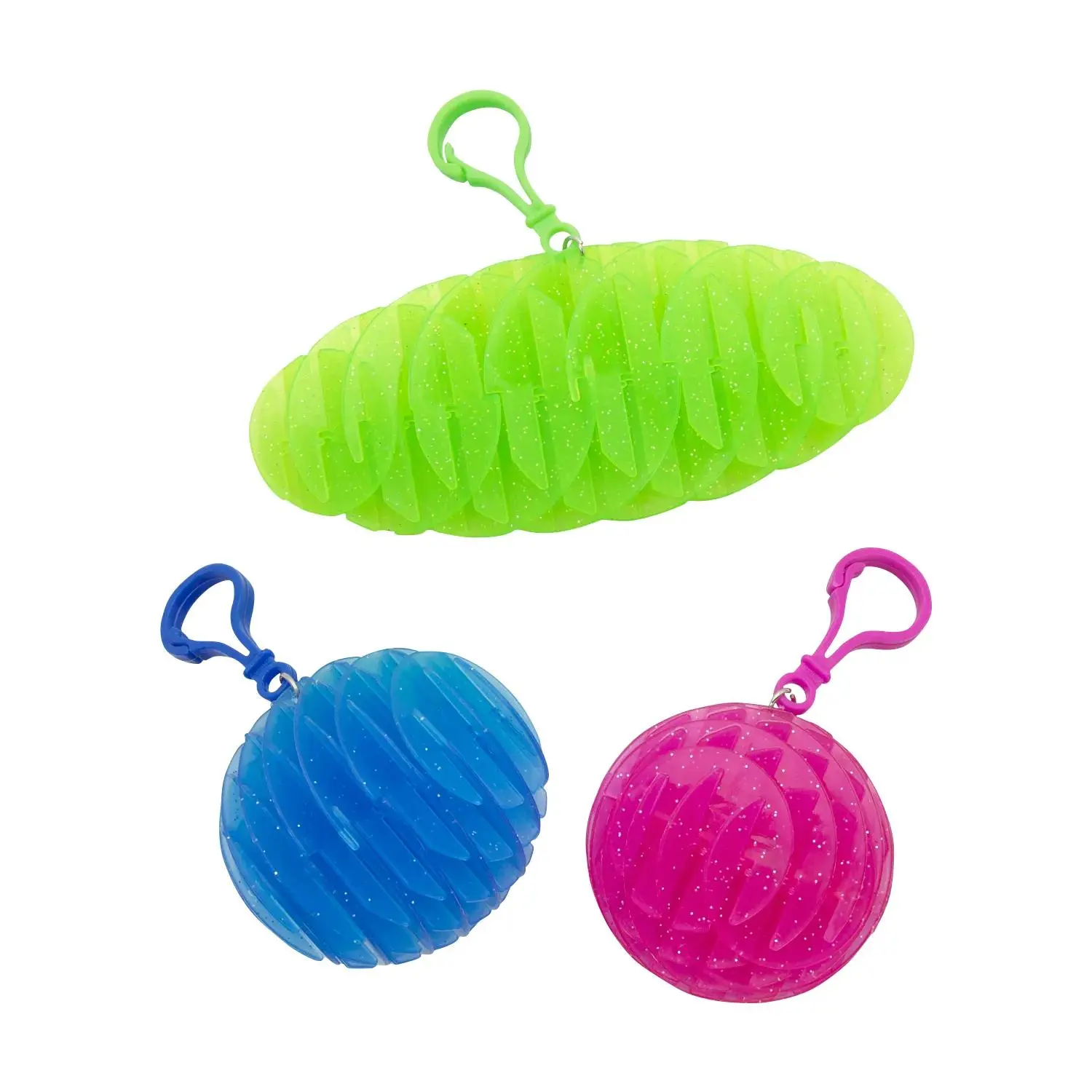 3" - 6 1/2" Glitter Fidget Extending Worm Backpack Clips - 12 Pc. 3" - 6 1/2" Glitter Fidget Extending Worm Backpack Clips - 12 Pc.