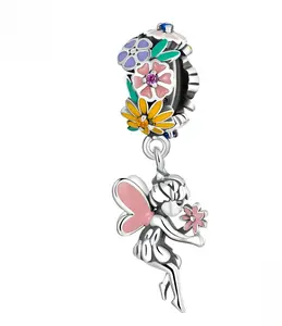 Enchanted Fairy & Floral Bail Charm – 925 Silver