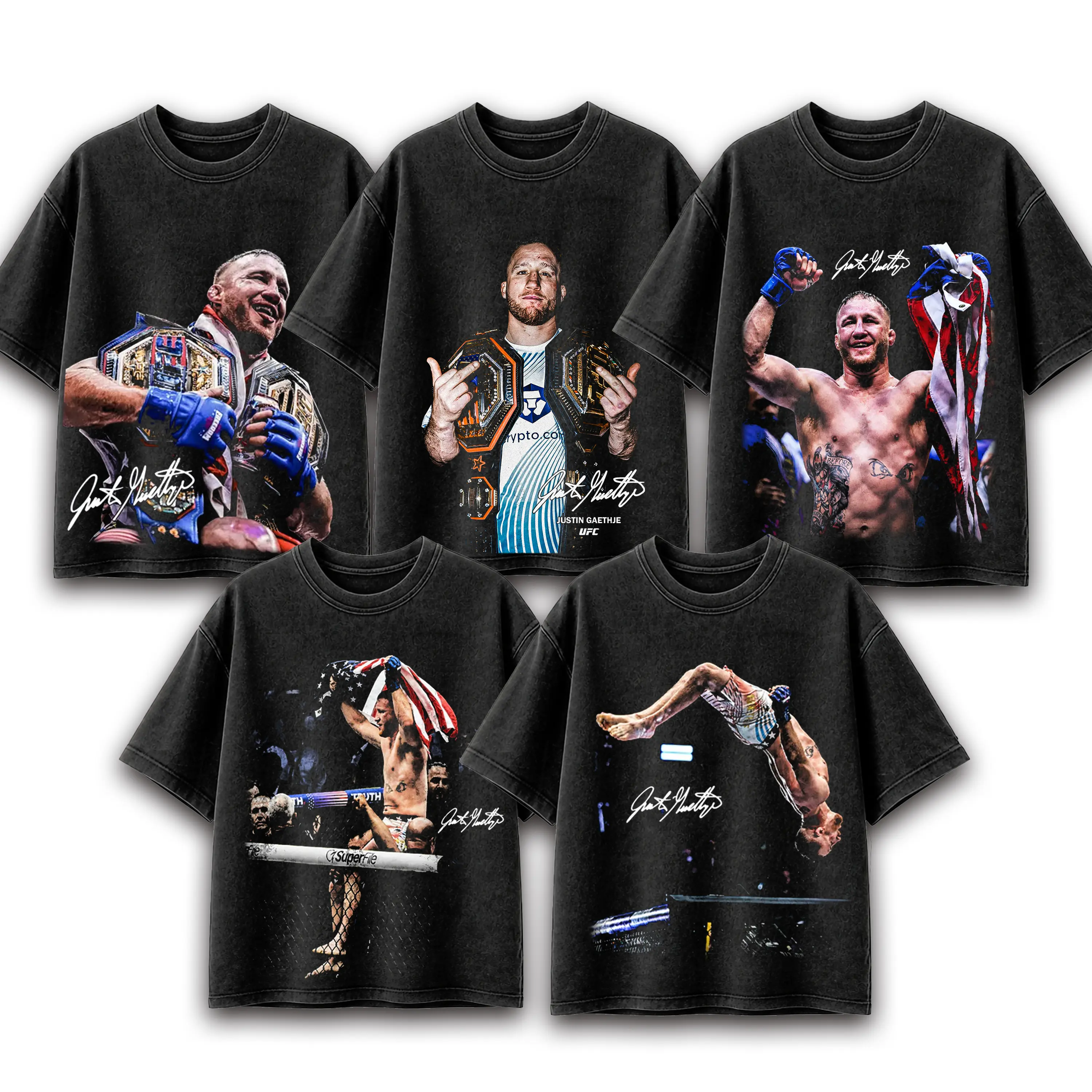 Collection Men's UFC 329 Black Justin Gaethje T-Shirt, The Notorious UFC Graphic Tee, UFC MMA Shirt, Gift for Fighters, Sports Apparel