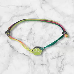 Neon Green Dog Paw multi colored cord bracelet