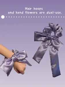 Handmade Satin Bow Scrunchie | Unique Ribbon Hair Tie | Bridesmaid Wrist Corsage | Aesthetic Hair Accessories