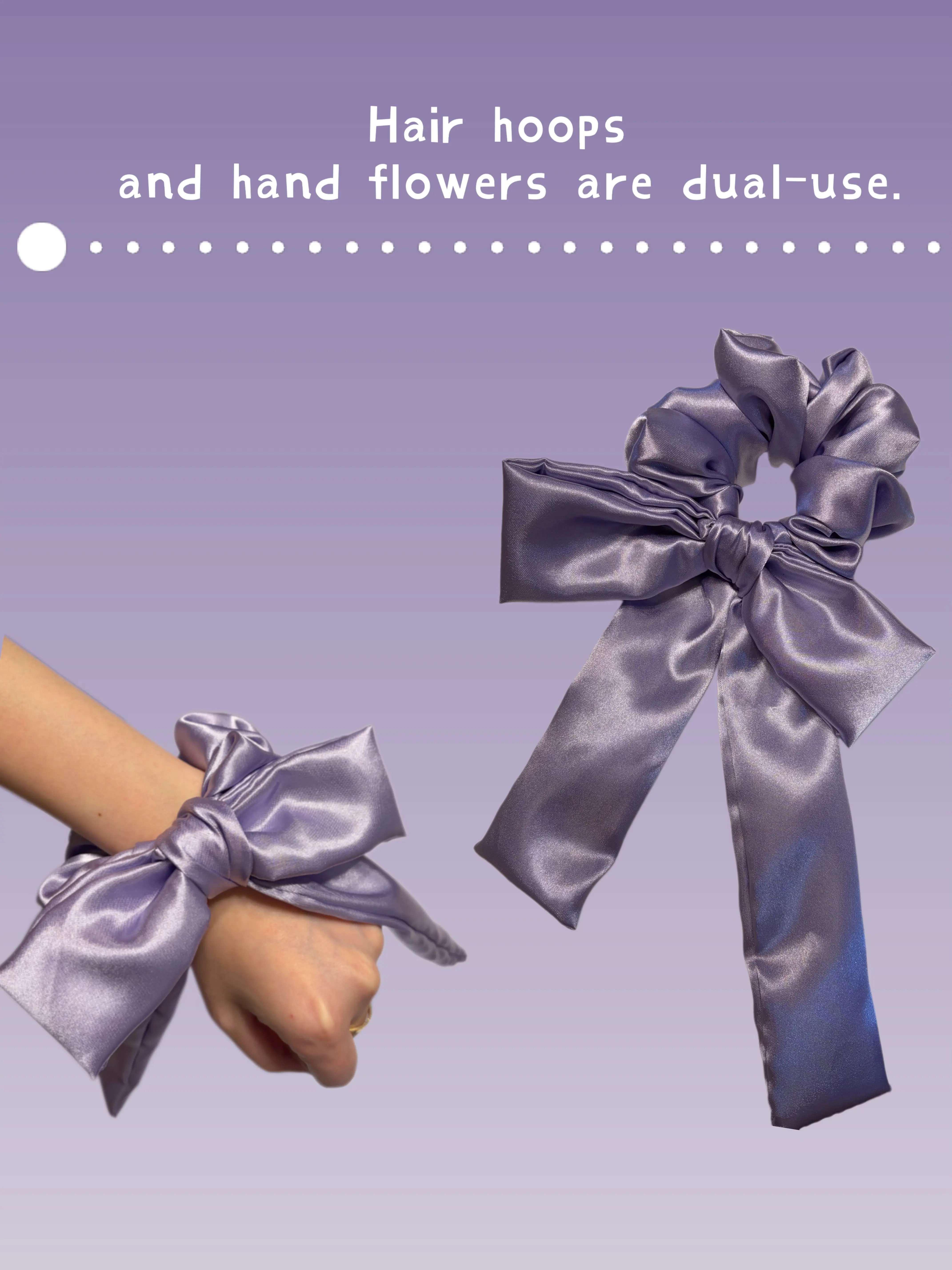 Handmade Satin Bow Scrunchie | Unique Ribbon Hair Tie | Bridesmaid Wrist Corsage | Aesthetic Hair Accessories