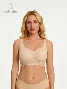 Women's Jelly Bras - Seamless Wireless Invisible Lingerie, Full-Up Padded Minimizer, Slim Fit Solid Color, All Seasons Comfortable Normal Type, Plus Size Friendly Strapless Adhesive Everyday Bra