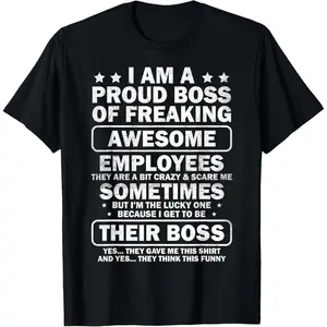 Cotton Short Sleeve Funny Proud Boss Employee Appreciation Office Men Funny Boss T-Shirt For Men Women