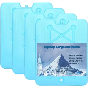 XL Large Ice Packs for Coolers - Slim Freezer Packs for Camping- Long Lasting Reusable Dry Ice Blocks, 13 x 10 x 0.5 inch, Quick Freeze - Set of 4