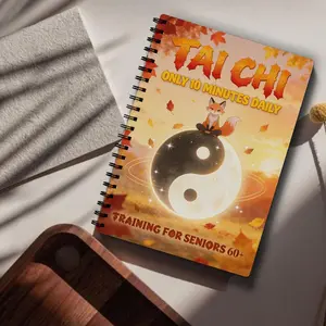 1pc Elderly and Beginner Tai Chi Practice Manual 5.5x8.3 Inch Spiral Notebook, Daily Guided Journal, Martial Arts Training Guide, Daily Exercise, Gentle Tai Chi Moves and Learner's Practice Guide, Suitable for Beginners and Fitness Enthusiasts