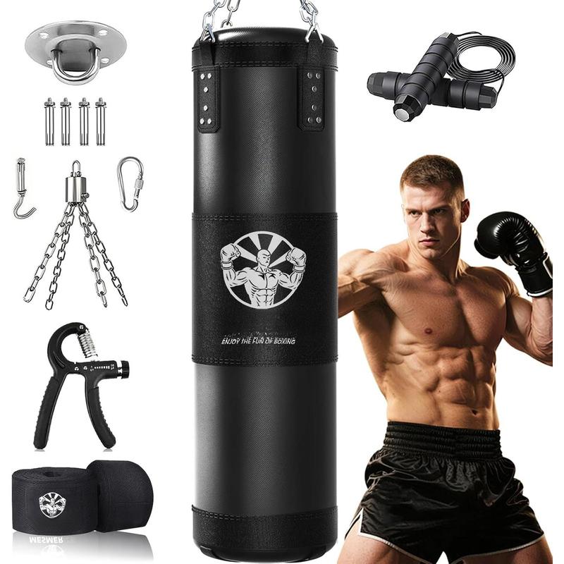 Punching Bag for Adults, 4ft Heavy Boxing Bag Set with 197 Inch Boxing Hand Wraps for MMA Karate Kickboxing  Gym Martial Art - Unfilled