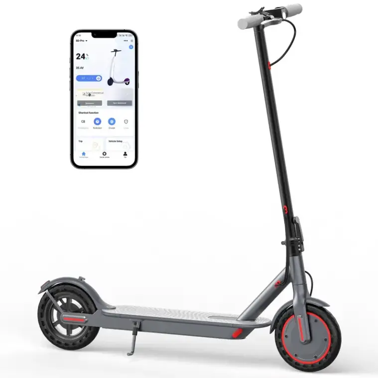 Adult Long-Range Powered Electric Scooter - 8.5" Solid Tires, 350W Motor, 19MPH High Speed, Dual Braking System, Lightweight Foldable Folding Scooter, App Controlled Smart App for Ride Data, Lightweight Foldable Scooter