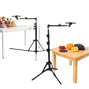 Adjustable 62.99 Inch Metal Tripod with Extension Arm, Ideal for Phone, Live Streaming, Recording, Cooking, Painting, Food Photography, Portable Photography Stand