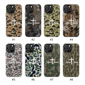 Jesus Saves Camo Tough Phone Case, Christian Cross Camouflage Hunting Phone Cover for 17 Pro Max 16 15 14 13 12 11, Gift for Men
