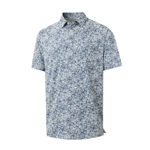 MAELREG Golf Shirts for Men Print Performance Moisture Wicking Dry Fit Heather Stripe Collared Mens Polo Shirt Short Sleeve