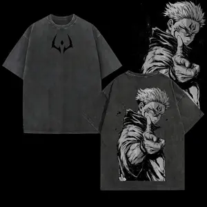 Ryomen Sukuna Vintage Washed Oversized T-Shirt – Jujutsu Kaisen: Execution x The Culling Game Anime Graphic Tee, Retro Streetwear Casual Unisex Top, Acid Wash Soft Cotton T-Shirt, Gift for JJK Fans