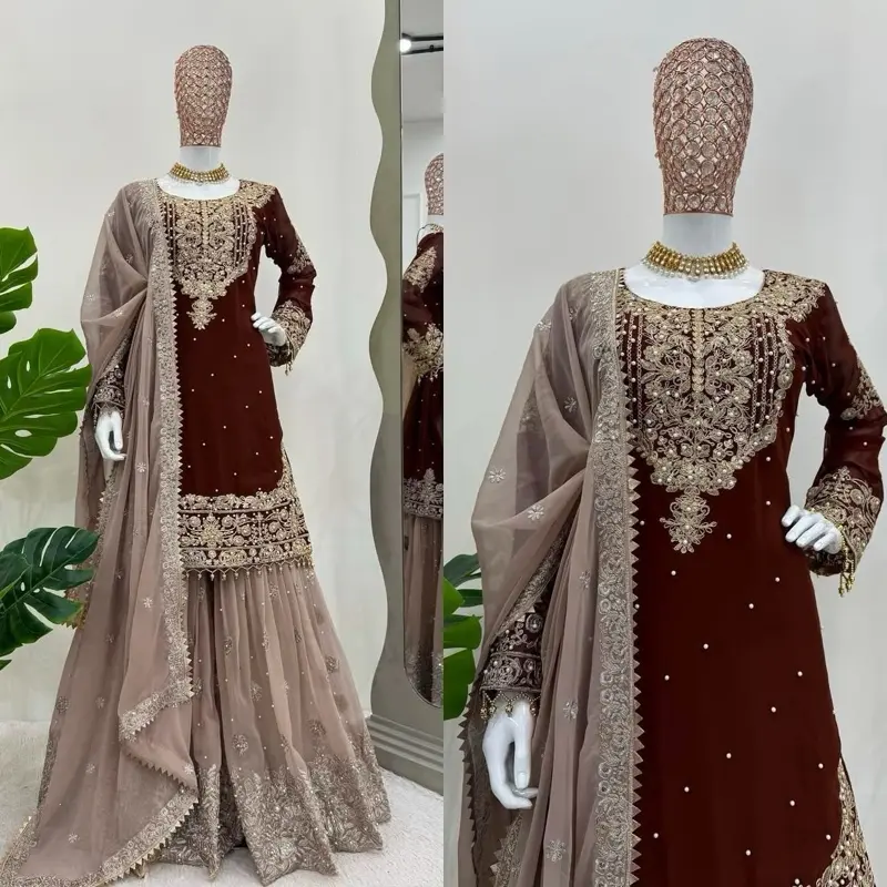 Women's Casual Embroidered Indian Dress with Long Sleeves and Relaxed Fit, Flowy Tunic Clothes for a Lady, Perfect for Casual Wear, Multiple Colors, Embroidered Details