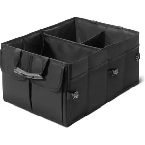 Trunk Organizer for Car, MultiCompartment Car Storage, Foldable, 13.5 Gallon, Black