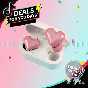 Heart Shape Noise Cancelling In-Ear with LED Touch Control for Girls and Women  Gift Made of Durable PC ABS Material Bluetooth 5.3 Connection Clear Calls IPX4 Water Resistant Wireless Earbuds Waterproof Earbuds Headphone ，TikTokShopDealsforYouDays