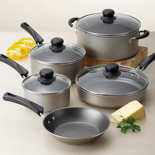 Champagne 9-Piece Non-Stick Cookware Set – Complete Kitchen Cookware