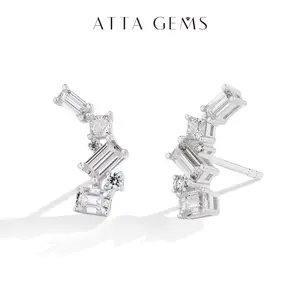 Special Synthetic Moissanite Ear stud For Women Daily Wear Birthday Present Jewelry E029