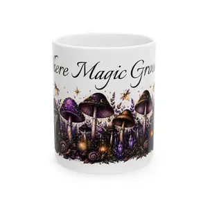 Where Magic Grows Mushroom Mug | Ceramic Coffee Cup