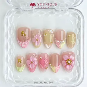 Younique Nails | 10PCS 100% Handmade Press-On Nails | Reusable Colorful Art acrylic stylish 3D Summervibes