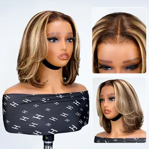 [New Arrival] Asteria Hair Highlight Color Pre Styled Ready To Go Human Hair Layered Cut Straight 7×5 Bob Wig Pre Plucked Pre Cut Glueless Lace Clousure Wig