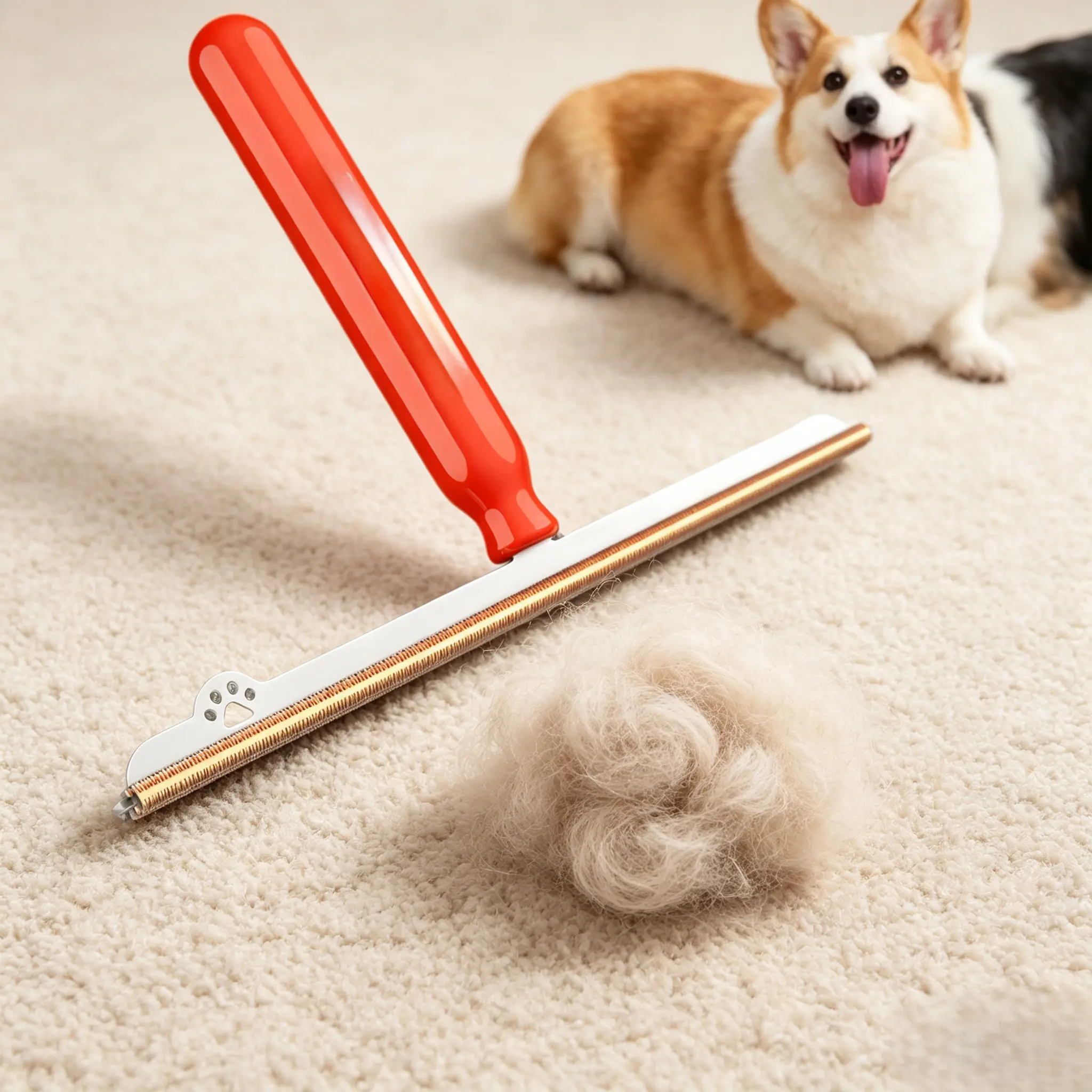 Portable Pet Hair Remover Lint Cleaner - Double-Sided Pure Copper Blade Manual Scraper, Metal Carpet Shaver for Dog/Cat Fur, Couch, Clothing