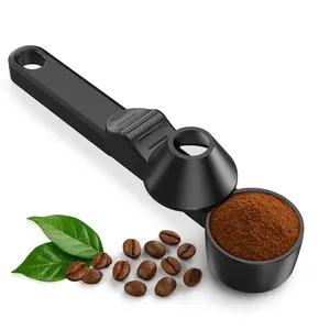 Coffee Scoop & Funnel for Reusable K Cup Refillable Coffee Pods,Mess-Free Measuring Spoon 2 TBSP Capacity for Ground Coffee, Protein Powder & Tea, Funnel Design without Spilling( Black)