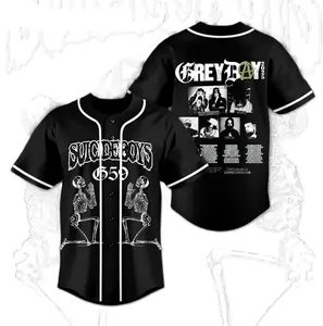Greenbay Tour 2025 Baseball Jersey, Grey 59 uicideboys Tour 2025 baseball jersey