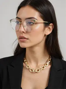 Fashion Cat Eye Metal Frame Eyeglasses, Casual Eyeglasses for Women, Fashion Eyeglasses for Work, Daily Clothing Decor, Perfect for Student Daily Use