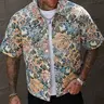Men's Woven Fabric Floral Casual Stylish Clothing Comfy Collared Shirt, Spring & Fall Fitted Design, Perfect for Daily Wear, Street Style, Streetwear, Home Outing, Holidays, Menswear, Classic