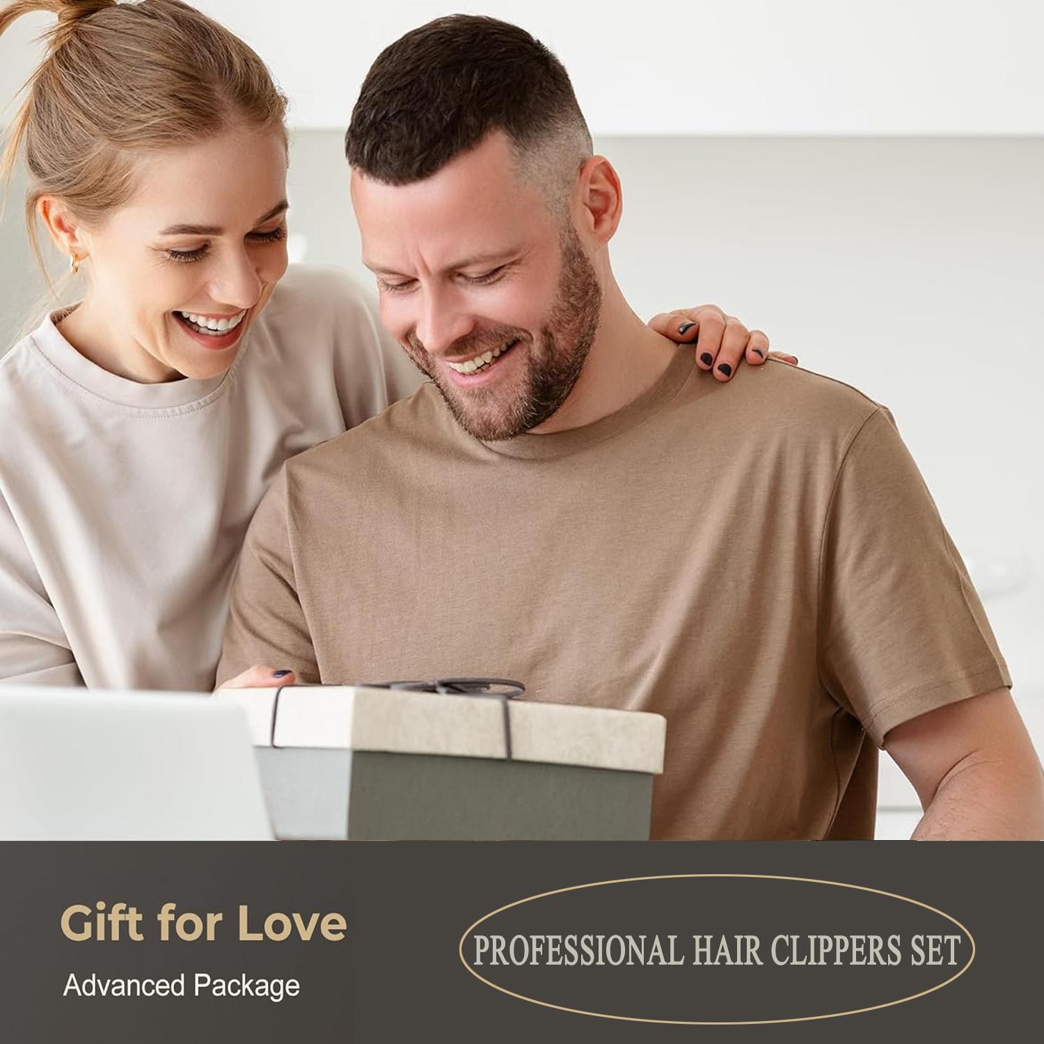 Men’s professional hair clipper, professional-grade cordless hair clipper and trimmer set, barber kit. Rechargeable beard trimmer and electric shaver for a comfortable experience