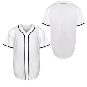 Baseball Jersey - White with Black Piping, Short Sleeve, Regular Fit, Ideal for Sports and Casual Wear
